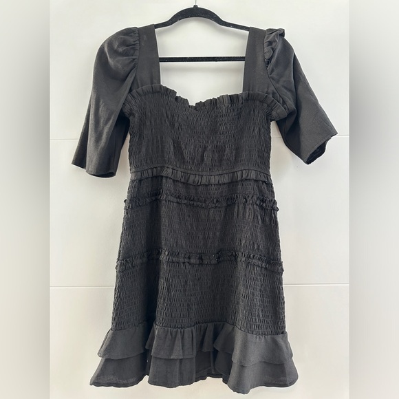 Favlux Black Puff Sleeve Square Neck Mini Dress | Size L - Picture 8 of 13